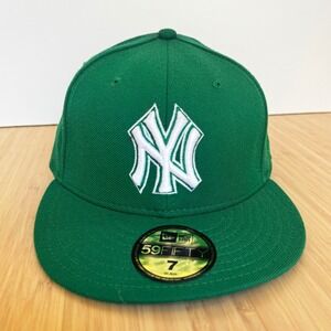 New Era 59FIFTY New York Yankees MLB Fitted Hat Green White Size 7 55.8cm